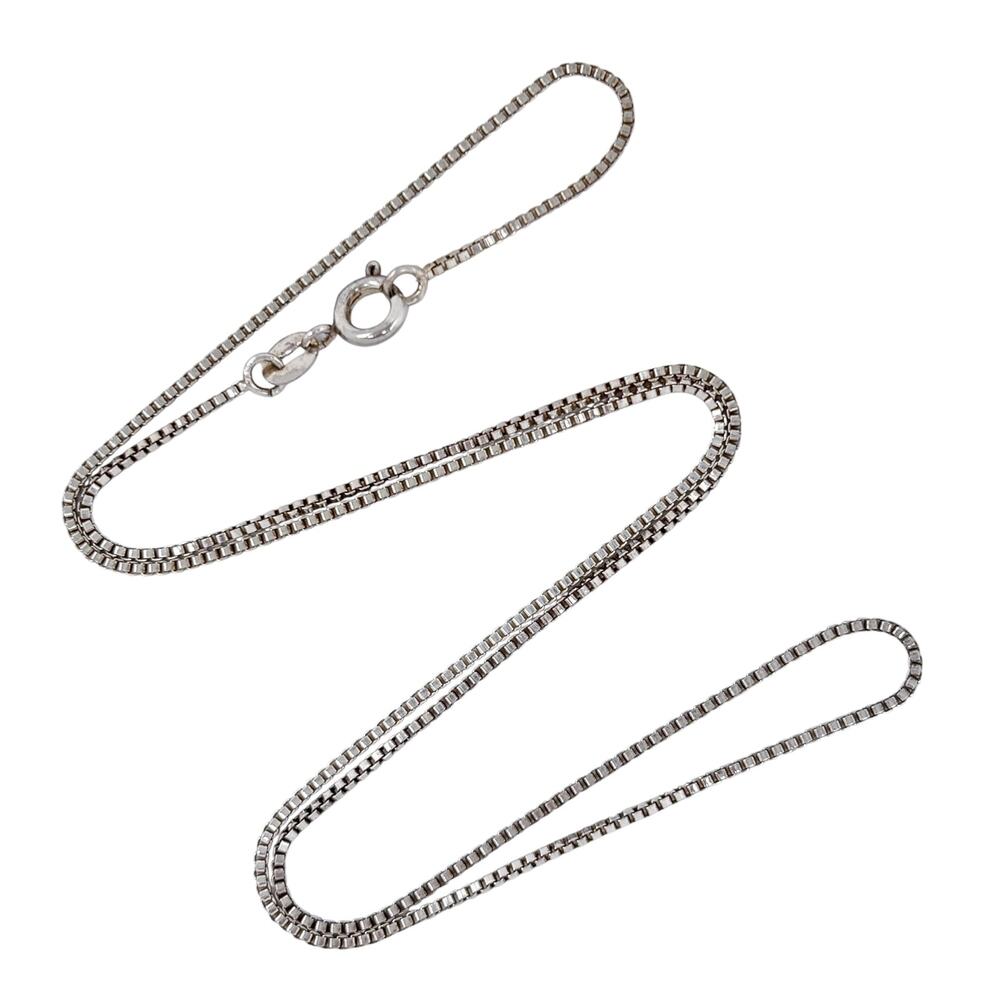 Vintage Sterling Silver 925 Box Chain Necklace 18"